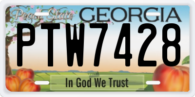 GA license plate PTW7428