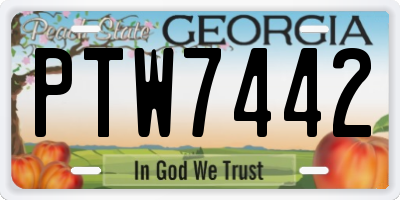 GA license plate PTW7442