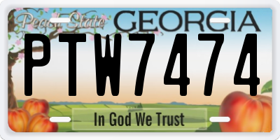 GA license plate PTW7474