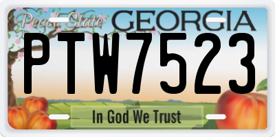 GA license plate PTW7523