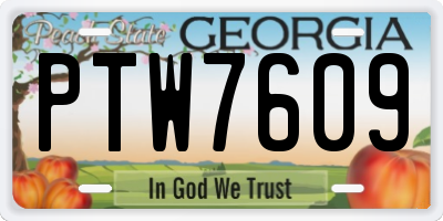 GA license plate PTW7609