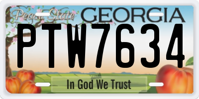 GA license plate PTW7634
