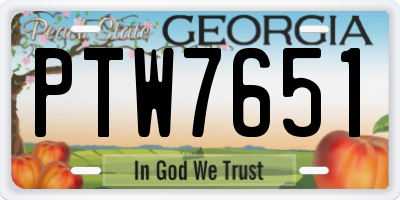 GA license plate PTW7651