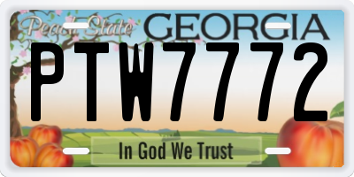 GA license plate PTW7772