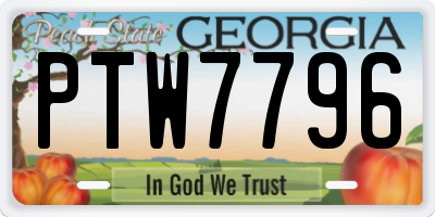 GA license plate PTW7796