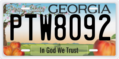 GA license plate PTW8092