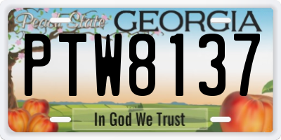 GA license plate PTW8137