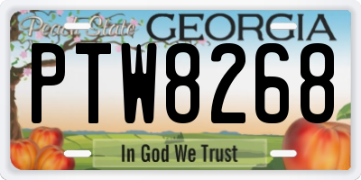 GA license plate PTW8268
