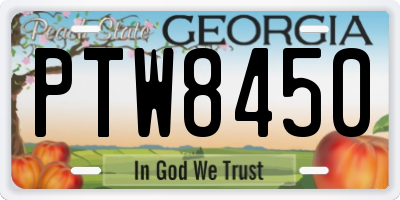GA license plate PTW8450