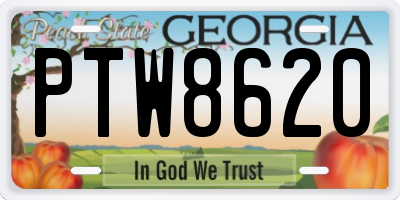 GA license plate PTW8620