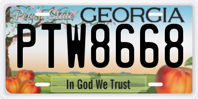 GA license plate PTW8668