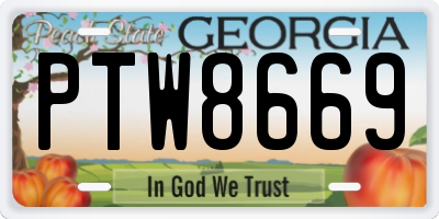 GA license plate PTW8669