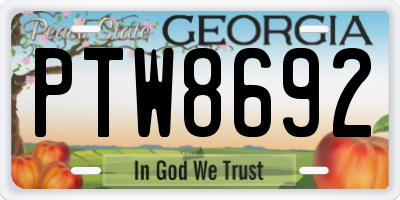 GA license plate PTW8692