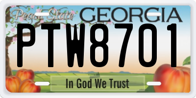 GA license plate PTW8701