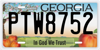 GA license plate PTW8752