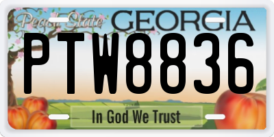 GA license plate PTW8836