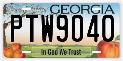 GA license plate PTW9040