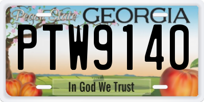 GA license plate PTW9140