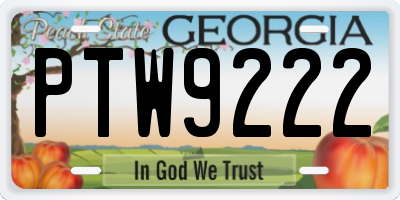 GA license plate PTW9222