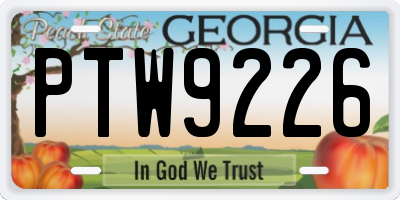 GA license plate PTW9226