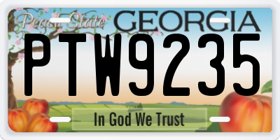 GA license plate PTW9235