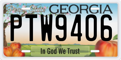 GA license plate PTW9406