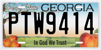 GA license plate PTW9414