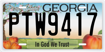 GA license plate PTW9417