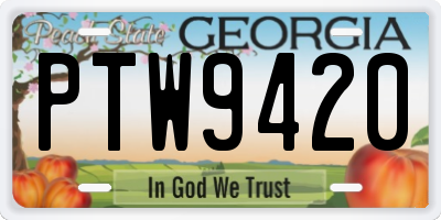 GA license plate PTW9420
