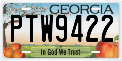 GA license plate PTW9422