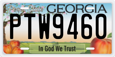 GA license plate PTW9460