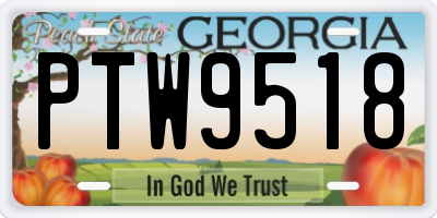 GA license plate PTW9518
