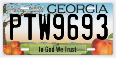 GA license plate PTW9693