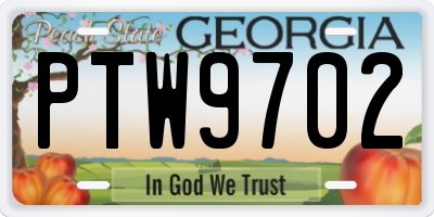 GA license plate PTW9702