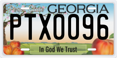GA license plate PTX0096