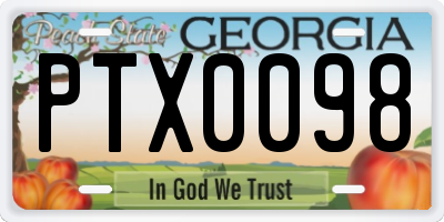 GA license plate PTX0098