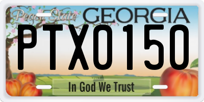 GA license plate PTX0150
