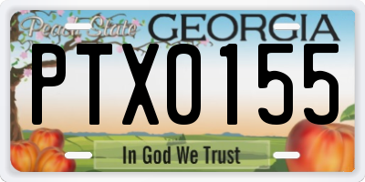 GA license plate PTX0155