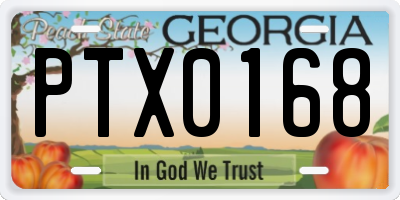 GA license plate PTX0168