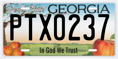 GA license plate PTX0237