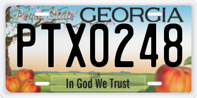 GA license plate PTX0248