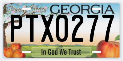 GA license plate PTX0277