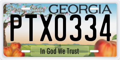 GA license plate PTX0334