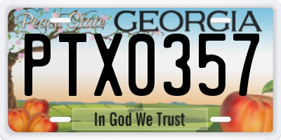 GA license plate PTX0357