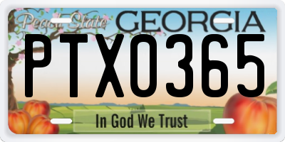GA license plate PTX0365