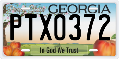 GA license plate PTX0372