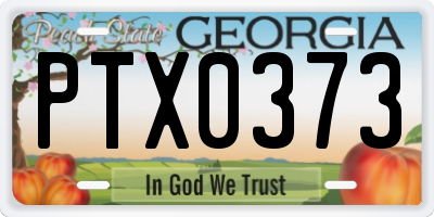 GA license plate PTX0373