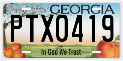 GA license plate PTX0419