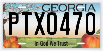 GA license plate PTX0470