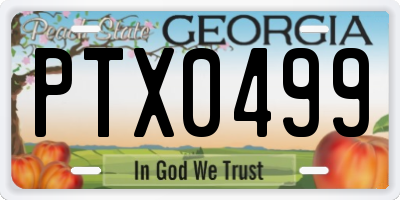 GA license plate PTX0499